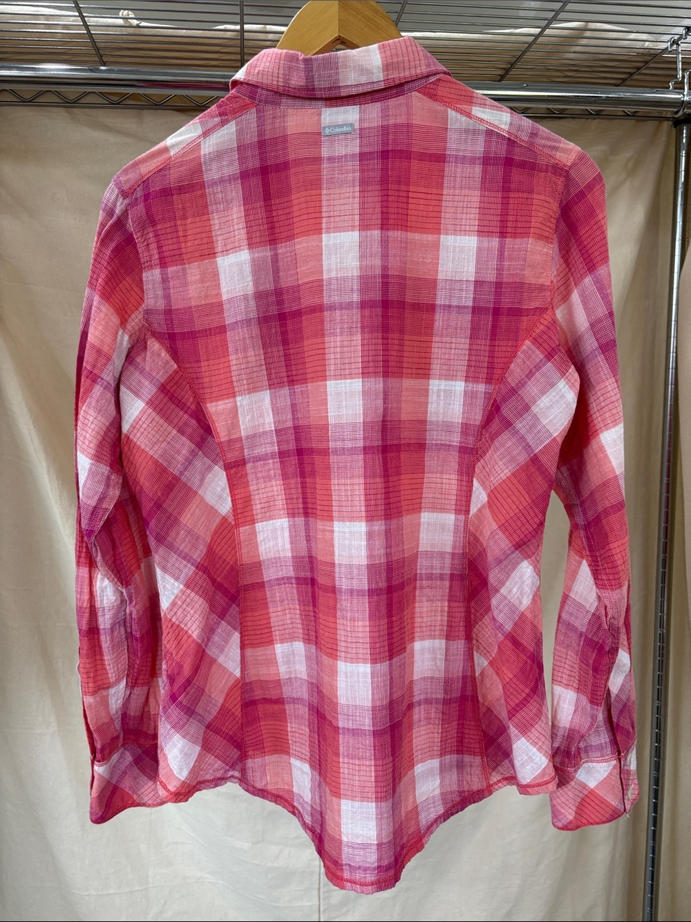 Columbia Pink and White Plaid Button-Down Shirt - Picture 2 of 5